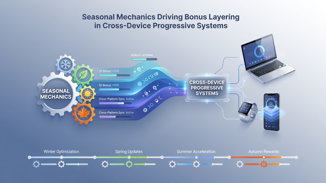 Illustration von cross-device progressiven Systemen mit saisonalen Bonus-Schichten